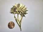 Designer Vintage Crown Trifari Large Flower Leaf Gold Tone Brooch