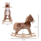 Plush Rocking Horse With Wooden Base Brown Kids Ride-on Toy For Toddlers