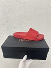 New Versace Medusa Red  greca  Print Embossed Pool Slide Flip Flops 43 Eu 10 Us