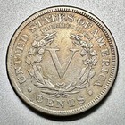 1885  V Nickel   Fine  Details   Key Date Of The Set
