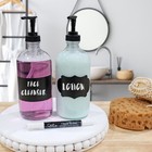 Clear Glass Pump Bottles W  Black Pumps 4 Pcs Soap lotion Dispensers