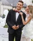 Men s Black Tuxedo Jacket Med One Button Satin Peak Lapels Wedding Prom Cruise