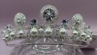 Crown Silver Princess Tiara With Pearls   Rhinestones  Beautiful   Unique Nib