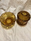 Indiana Glass Stars And Bars Amber Fairy Lamp Vintage Collectible