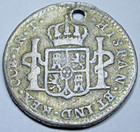 1824 T-cuzco Peru Spanish Silver 1 Reales Rare Genuine Antique 1800 s Holed Coin