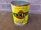 Nice Vintage Original 1940 s Pennzoil Motor Oil 1 Quart Metal Advertising Can