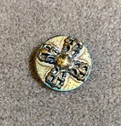 2 Pierced Tinted Flat Steel Brass Buttons Cut Steels Mother Daughter Cross 16 24