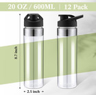 12 Pack Plastic Sports Water Bottles Bulk 20 Oz Reusable Water Bottles Without B