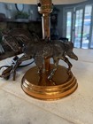 Vintage Western Copper   Bronze Horse And Lamp Shade Table Light
