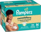 Pampers 84 Pack Swaddlers White Unisex Newborn  0  Disposable Baby Diapers