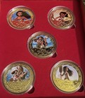 Disney 100 Years Of Wonder Moana 5 Coin Set W  Cherry Wood Display Box 24kp