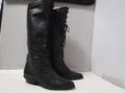 Pm3 Vtg 80s 90s Flings Lace Granny Tall Black Leather Victorian Riding Boots 5 5