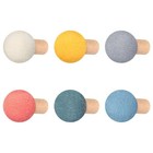 6 Pcs Wool Round Wall Hook Kids Wall Coat Hooks Kids Coat Rack Pastel Color