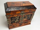 Antique Japanese Meiji Period Tansu Jewelry Chest Yosegi Parquetrylacquercabinet