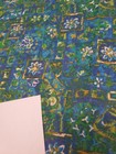 Rare Vintage Mid Century Retro 70s 60s Grn Blu Gold Abstract Mini Floral Fabric 