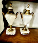 Pair Of White 19th Century French Cassolettes With Ormolu Accents