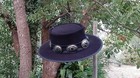 Black Suede Leather Hand Crafted Stevie Ray Vaughan Tribute Hat Vintage Conchos