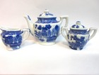 Vintage Blue Willow Transferware Children s Toy Tea  Set   17 Pc  Play Dishes