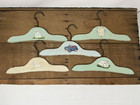5 Vintage Child Wood Wooden Clothes Hanger Duck Baby Bunny Rabbits Car Cat 10 5   