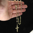 36  Rosary Necklace 14k Gold Plated Men Women Religious Chain Hip Hop Jewelry