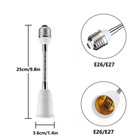 E26 E27 Light Socket Extender 25cm Bendable White 2 Pack Bulb Adapter