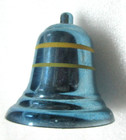 Christmas Ornaments Metallic Plastic Bells Stripes Mid Century Green  Blue Red 4