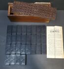 Vintage Toy Game Box Of Dominoes  Wooden Ebony Black And Dots Full Set W  Eagle