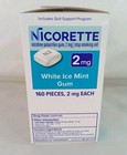 Nicorette 2 Mg Nicotine Stop Smoking Aid Gum White Ice Mint - 160 Ct Exp 07 2027