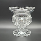 Vintage Heavy Lead Crystal Bud Vase 5  Scalloped Rim Starburst Pedestal Cutclear