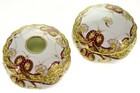 Vtg Japan Yoshino Hand Painted Porcelain Jar Set Dresser Powder Hair Receiver