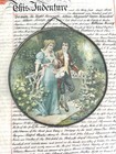 Antique Victorian Flue Cover Lovely Romantic Couple On Bridge