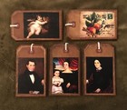 5 Handcrafted Wooden Colonial Art Ornaments   Hangtags   Ornies Set-v1