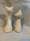 Vintage Pair Of White Cats Long Neck Ceramic Cat Kittens Kitten 1960 s