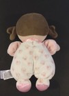 Baby Starters Rattle Girl Brunett Pink Floral Doll Lovey 9  Stuffed Plush Toy
