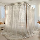 Scmtywcq Elegant Lace Princess Mosquito Net Corner Post Bed Canopy King White