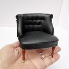 1  12 Dollhouse Furniture Model Leather Sofa Black Back Chair Wheelchair