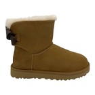 Ugg Classic Mini Bailey Suede Bow  Chestnut Sheepskin Women s Boots Us 7