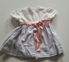Vintage Baby Togs Dress 4t Eyelet Lace Pink Ribbon Blue Stripe Cottagecore Girls