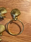Brass Sea Shell Toothbrush Holder  Towel Bar  Soap Dish  Bath Fixture Vtg Set