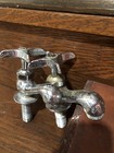 Pair Chrome  Separate Central Hot Cold Cross Handle Faucets Vtg