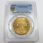 1880 S Pcgs Au58 - Gold Liberty Head  20 Dollar Us Double Eagle Coin  60093a