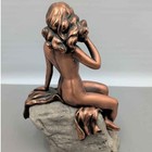 Copper Statue Of Woman Sitting On A Rock Figure Cculpture