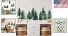 Woodland Nursery Decor Watercolor Pine Tree Wall Stickers Kids Room Wall Decals