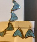 Vintage Mid-century Modernist Signed Anne Dick Bronze   Turquoise Enamel Boomera