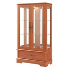 Lighted Curio Cabinet Glass Display Cabinet With Doors Drawer Adjustable Shelves