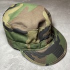 Vintage Military Hat Mens Xs 6 3 4 Green Woodland Camo Combat Cap Usa Made 90s
