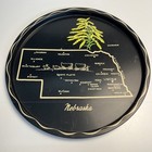 Vintage Mcm Nebraska Souvenir Tin Tray 11 Inch State Map Design