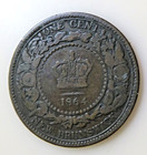 1864 New Brunswick Canada One 1 Cent -short Six
