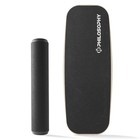 Balance Board - Wooden Exercise Trainer With Adjustable Stoppers - Black