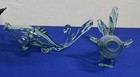 Pair Of Vintage Mid Century Hand Blown Blue Color Glass Fish Italy Empoli Mcm